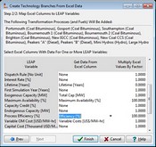 Creating technology branches from Excel data. Click to enlarge.