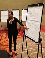A participant from NEPAL at a recent LEAP training workshop explains her energy demand analysis.